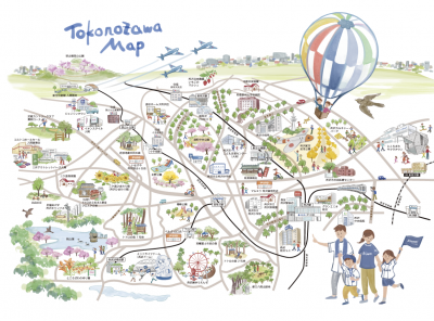 所沢市のイラストマップ